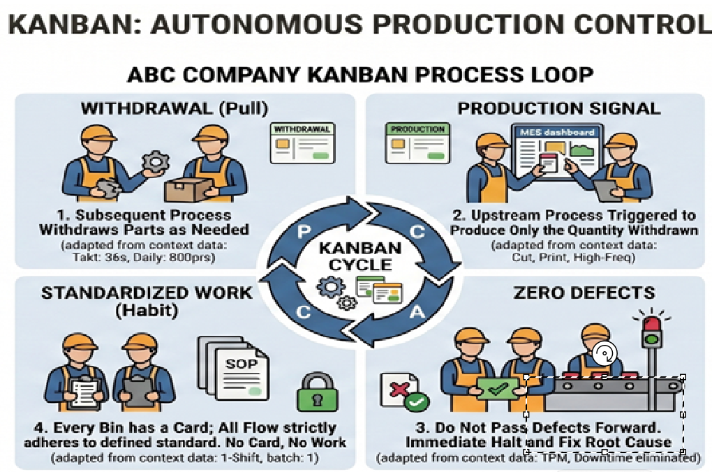 Kanban System process flow map inside factory