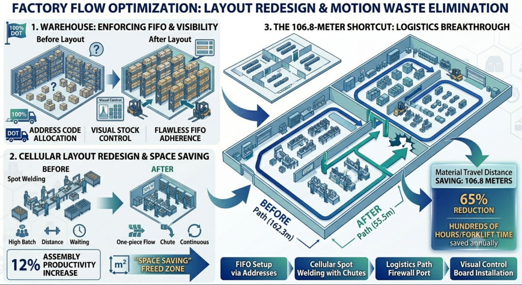 Streamlining Factory Flow—How Layout Redesign and Motion Waste Elimination Drive Productivity