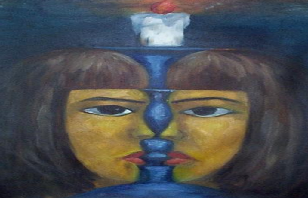 two ladies facing each other very closely or you are facing only one person in front of you